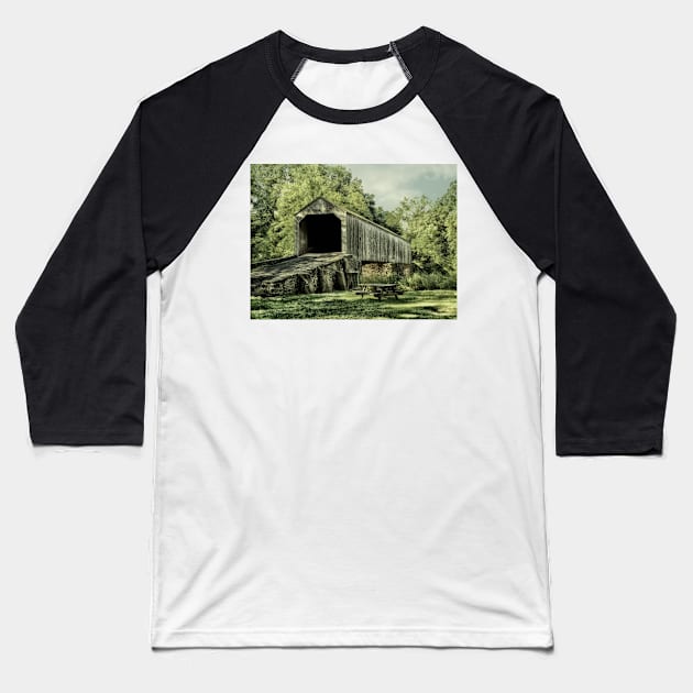 Schofield Ford Covered Bridge Baseball T-Shirt by JimDeFazioPhotography